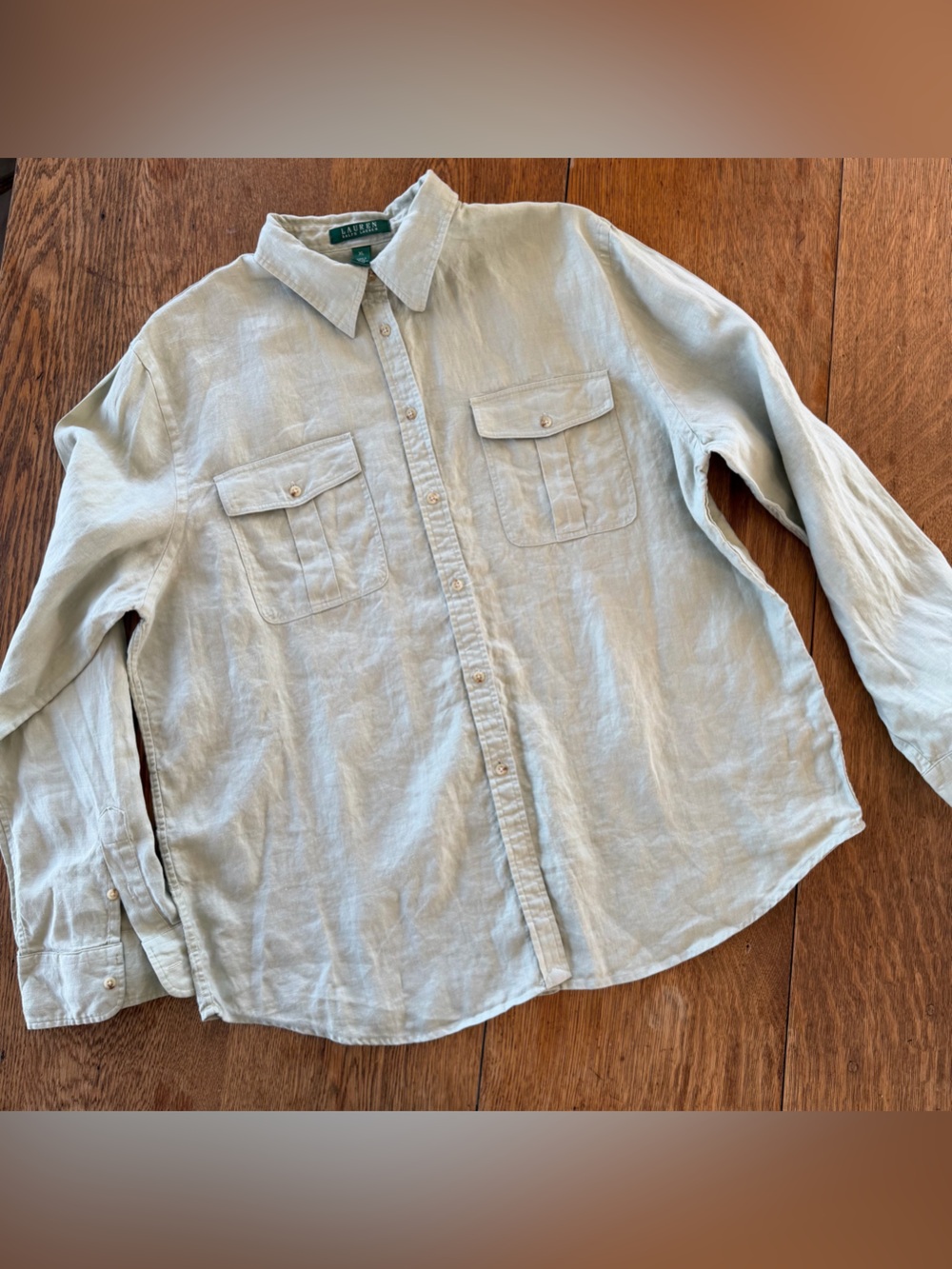 Ralph Lauren Sage 100% Linen Button-Down Shirt - Picture 2 of 9